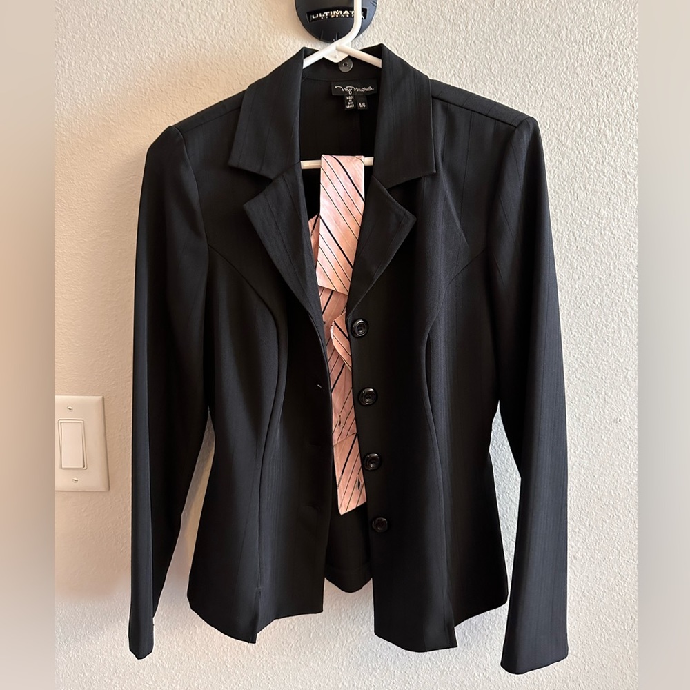 Black Striped blazer with skirt | size 5/6